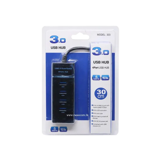 HUB USB 3.0 4 PORT 30CM 5GBPS