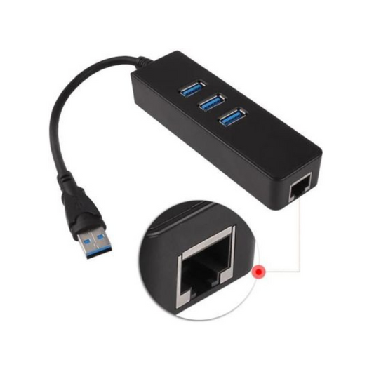 HUB USB 3.0 TO ETHERNET  GIGABIT ADAPTER + 3 PORT USB